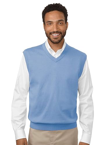 Paul Fredrick Men's Pima Cotton V-Neck Pullover Sweater Vest Light