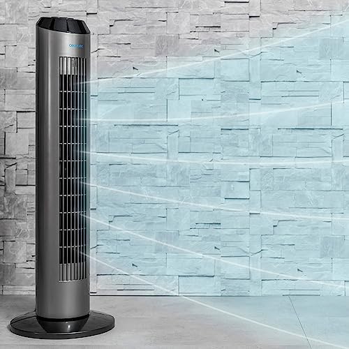 Ventilador Digital de Torre com Controlo Remoto e Temporizador EnergySilence 8190 Skyline Ionic. 60 W, 33'' (84 cm) de altura, oscilante, ionizador, motor de cobre, 3 velocidades, cinzento