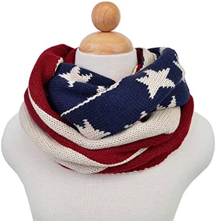 DPUS® Premium USA US American Flag Winter Knit Infinity Loop Circle Scarf US Seller