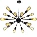 Electro bp; Vintage Metal Sputnik Large Chandelier Edison Light Fixture Industrial Starburst Lighting with 18-Lights Black Paint Finished