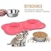Pawaboo Pet Dog Cat Bowls, Premium Stainless Steel Pet Feeder with Food Grade Bone Shaped Rubber Base, 4.33 Inch Diameter Bowls for Pet Dog Cat Food or Water, Set of 2, Small Size, Pink
