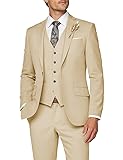 Wangyue Men 3 Piece Suit Champagne Suits for Men