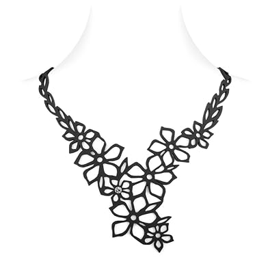 Blue Pearls Collier Fleur De Tiaré En Silicone Noir Effet