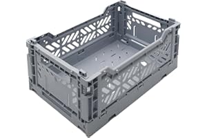 Aykasa Collapsible Storage Bins, Plastic Crate for Storage, Collapsible Crate, Utility Stackable Box, Collapsible storage box, Milk crate Collapsible storage (Small, Gray)