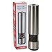 Battery Powered Brushed Stainless Steel Salt, Pepper, or Spice Mill | One Touch Automatic Battery Powered Pepper Grinder | Single Pepper Mill