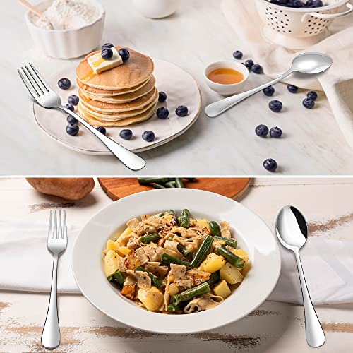 E-far Flatware Set of 24, Stainless Steel Silverware Cutlery Set for 4, Dinner Eating Utensils Include Soup Spoons Salad Forks Steaks Knives, Simple Design & Mirror Finish, Dishwasher Safe
