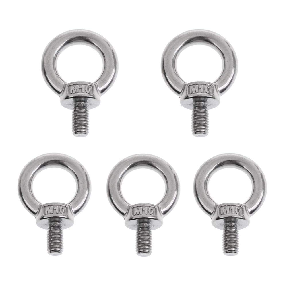 VOANZO Lifting Ring Eye Bolt M10 Marine Weight Lift Stainless Steel Male Thread Screws Bolts 5pcs