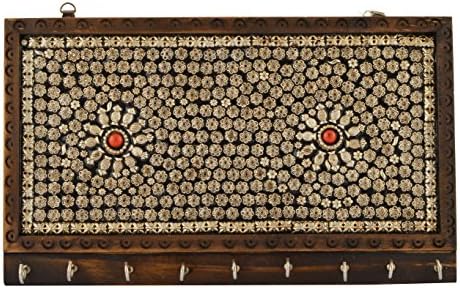 Houzzplus Handicrafted Wooden Key Hanger Holder Wall Hanging Décor (6 x 12 Inch Approx Brown)