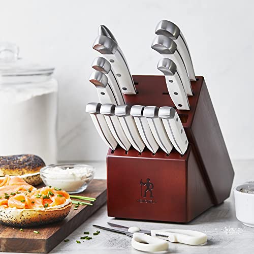 HENCKELS Premium Quality 15Piece Statement White Handle Knife Set with