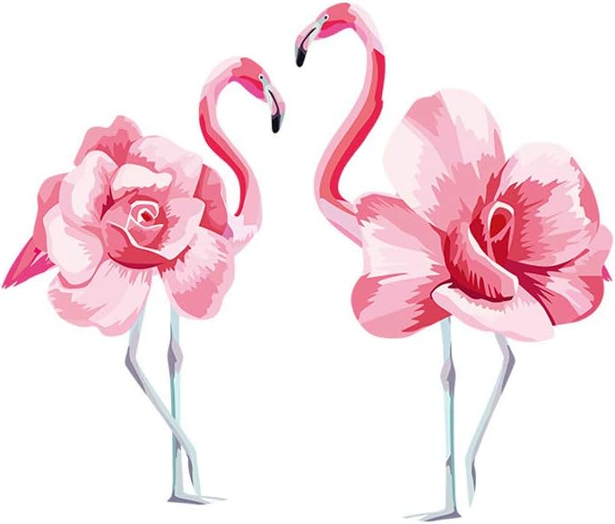Lichi Romantic Pink Love Flamingos Wall Sticker Decal for Bedroom Living Room Wedding Decor