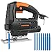 Jigsaw, Meterk 3000 SPM Jig Saw, Variable Speed 1-6 Bevel Angle 0°-45° Pure Copper Motor with 4pcs Wood Saw Blade 4pcs HSS Steel Saw Blades