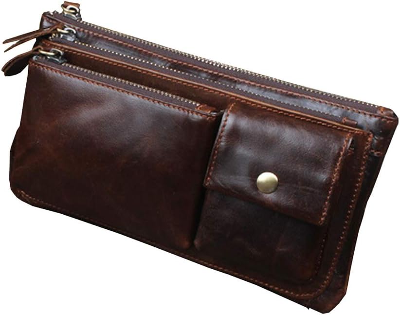 Leather Waist Pack Fanny Bag for Men Women Outdoor Travel Hiking Running Hip Slim Bum Belt Pack Purse Wallet Cell Phone Shoulder Pouch Coffee - Image 4