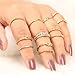 UNKE 12pcs/Set Women Retro Arrow Gold Plated Nail Ring Above Knuckle Rings Set