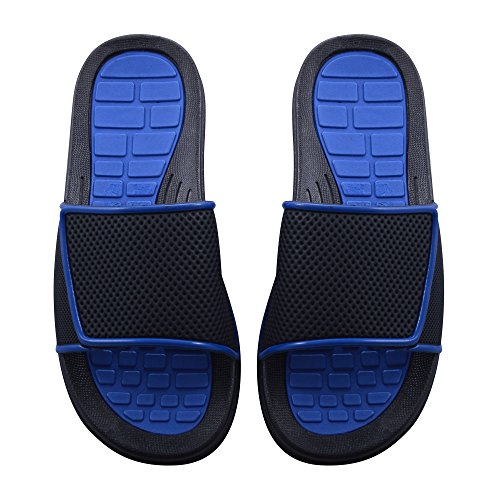 Sky Sole Mens Slide Sandals with Velcro Strap in Royal Trim, Size 11