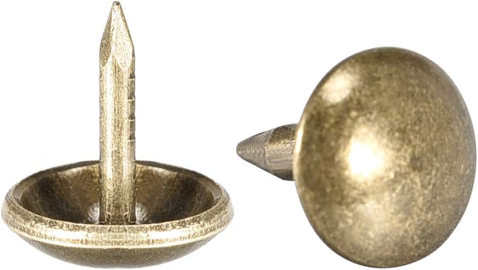 sourcing map Upholstery Nails Tacks 9mm Dia 10mm Height Retro Round Thumb Push Pins Bronze Tone for Furniture Sofa Headboards 100 Pcs