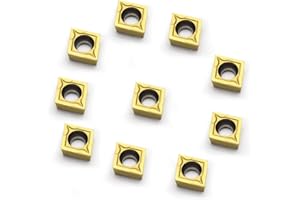 FELEOLIBE Carbide Turning Inserts CCMT09T304，CCMT32.51 Indexable Carbide Lathe Tool，CNC Lathe Milling Inserts Tool for Steel Cast Iron Metal Machining and Turning Tool Holder Replacement Insert 10 Pieces/Pack