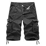 AOYOG Men's Solid Multi-Pocket Cargo Shorts Casual Slim Fit Cotton