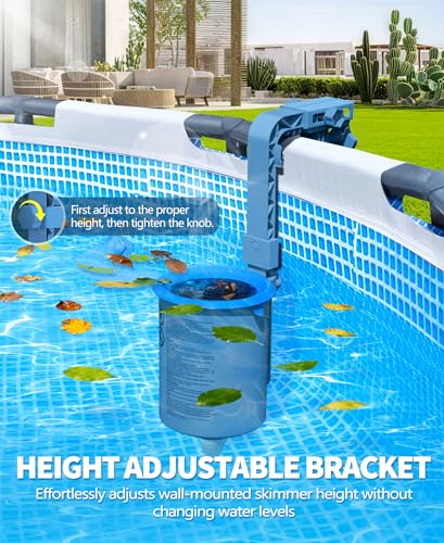 LanOcean Skimmer Piscine Hors Sol, Kit de Skimmer de Surface Suspendable et Réglable en Hauteur, Skimmers Piscine Tubulaire avec Panier de Filtre Amovible pour Piscines Hors Sol et Piscines Gonflables