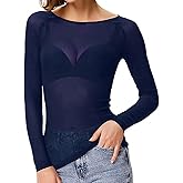 Ysabeloom Women's Sheer Tops Long Sleeve Mesh Sheer Top See Through Blouse Shirt