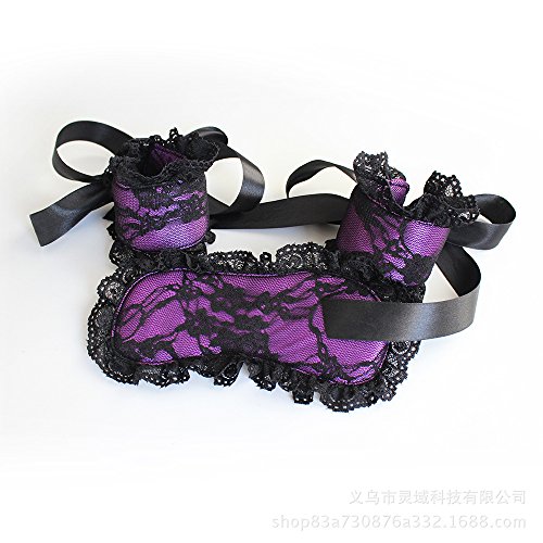 M_Eshop Lace Blindfold and Handcuffs Set (Purple) - Thumbnail 2
