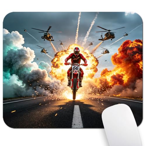 Motorcycle Chase Military Helicopters Mouse Pad
