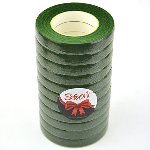 image for Star 12 Rolls 1/2 Inch Wide Floral Tape Slightly Adhesive | 360 Yards 