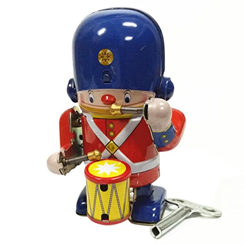 Off the Wall Toys Little Drummer TIn Toy Soldier Metal Winds up Toy 3.3