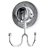 MySweetHome Hook Holder with Suction Cup and Double Hooks, Chrome