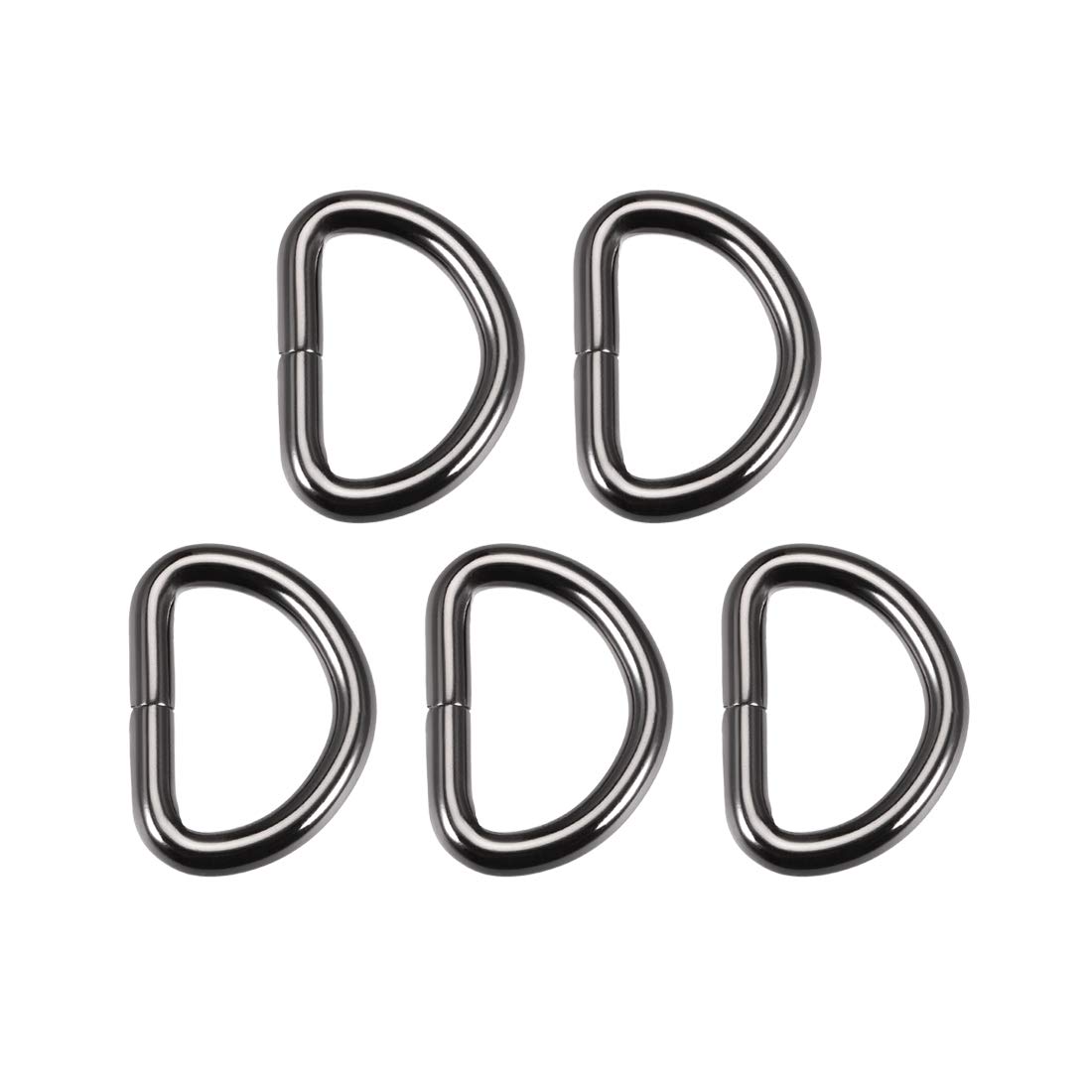 sourcing map 5pcs Metal D Ring 1"(25mm) D-Rings Buckle for Hardware Bags Belts Craft DIY Accessories Black