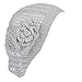 an- Womens Fashion Lightweight Cutout Crochet Knit Beret Beanie Hat w/Flower, Various Patterns (Light Gray Cable)
