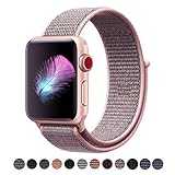 For Apple Watch Band, Yunsea New Nylon Sport Loop, with Hook and Loop Fastener, Adjustable Closure Wrist Strap, Replacement Band for iwatch, 42mm, Pink Sand