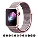 HILIMNY Compatible for Apple Watch Band 38mm, New Nylon Sport Loop with Hook and Loop Fastener Adjustable Closure Wrist Strap Replacment Band Compatible for iwatch,38mm,Pink Sand