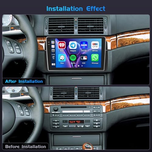 Inefala 4+64G Radio for BMW E46 1999-2005 Android 15 mit 9'' In-Cell Screen with Wireless Carplay and Android Auto Mirror Link Radio FM/RDS GPS WiFi Bluetooth SWC Reverse Camera