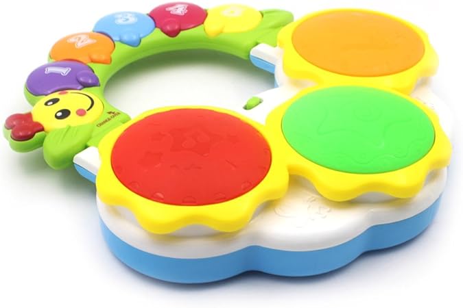 Amazon Wishtime 光と音がいっぱい ベビー ドラム おもちゃ 18ヶ月から 赤ちゃん 幼児 音楽 玩具 楽器 お誕生日プレゼント ドラム 打楽器 おもちゃ