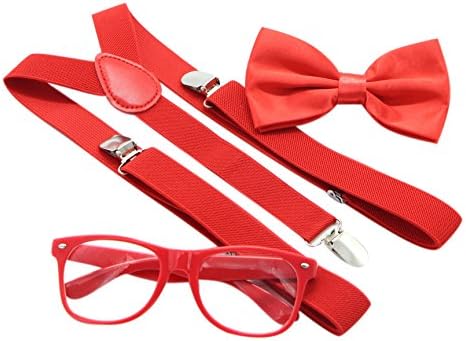JAIFEI Hipster Nerd Outfit | Whimsical Sunglasses + Adjustable Suspenders + Bowtie Set | For Costume Parties & Hip Events