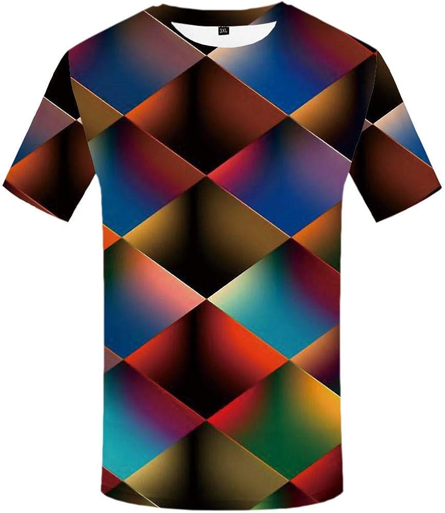 Tee Shirts Tops Color Changing Triangular Prism TShirt Male 3DT Shirt