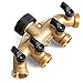 Glorden Heavy Duty Brass 4 Way Hose Manifold Garden Hose Splitter Connector with Comfort Grip