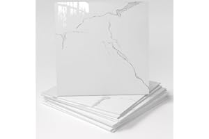 UNIGG 10-Pack Peel and Stick Wave White Marble Tiles (11.8" x 11.8") – 9.8 Sq. Ft. Waterproof PVC Shower & Backsplash Tiles for Bathroom, Kitchen, and Living Room – Self-Adhesive, Easy Installation