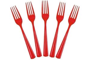 Exquisite Red Plastic Forks 50 Pieces Red Forks Disposable Utensils Heavy Duty Plastic Cutlery Set Disposable Cutlery Sets Flatware Sets Silverware Set For Party Supplies & Party Tableware