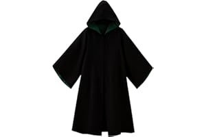 Focupaja Unisex Halloween Robes Magical Cloak Hooded Cape with Pockets Halloween Outfit Cosplay Costume