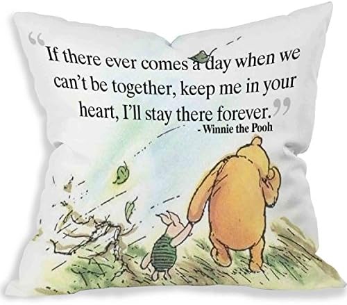 Funny Wholesale Cute Love Quote Winnie the Pooh white Cotton Linen Decorative Throw Pillow Cover Cushion Cover 18 X18 inch cushion.