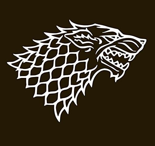 House Stark Vinyl Sticker Decals for Car Bumper Window MacBook Laptop (8" x 5.89", White)