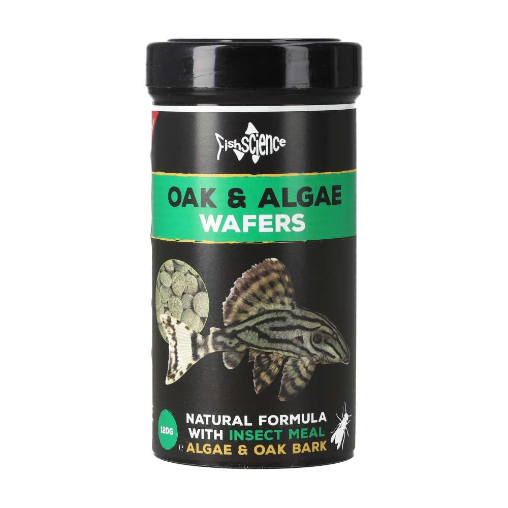 FishScience Oak and Algae Wafers 120g | Fish Food For Plecostomus, Peckoltia & Large Grazing – With Spirulina, Kelp & Oak Bark for Colour, Digestion & Vitality