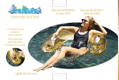 Poolcandy Glitter Sun Chair - A Gorgeous Gold Glitter Inflatable Pool Lounger (Gold) - Perfect for Swimming Pools, The Beach, a Lake or Even a River.