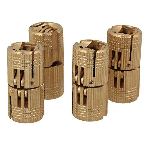 4PCS Hidden Invisible Concealed Copper Barrel Hinge 12mm for DIY Wooden Door (12mm)