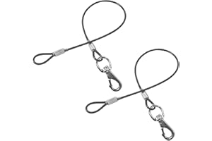 Mi Metty Chew Proof Dog Leash - 2Pack Metal Cable Lead,No Tangle Multiple Dog Leashes for Small and Medium Dogs- Heavy Duty Leash Extender for Collars & Harnesses(2 Pack Black, 20in/50cm)