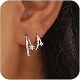 HLJEO Gold Hoop Earrings For Women,Dainty 14K Gold/Silver Plated Hypoallergenic Huggie Earrings For Women Trendy Cute Huggie Earring Set Small Hoop Earring Stacks Women'S Jewelry