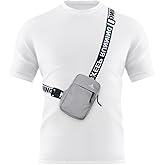 Peicees Mini Crossbody Sling Bag Chest Bag Dual Pocket Water Resistant Fanny Pack Running Phone Holder for Men Women Workout Travel, Grey