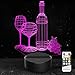 3D Night Light Wine Cup Bottle Led Light Optical Illusion Lamp 7 Color Changing with Remote Birthday Christmas Gifts for Kids Girls Adults Home Wine Bar Decoration