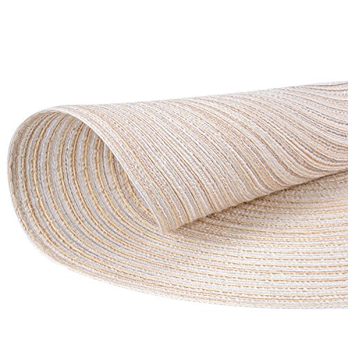 Round Braided/Woven Placemats, Indoor/Outdoor Placemat/Charger, Kitchen Mat for Dinning Table Washable Set of 6 Beige